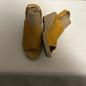 Clarks Yellow Espadrille Wedge Sandals